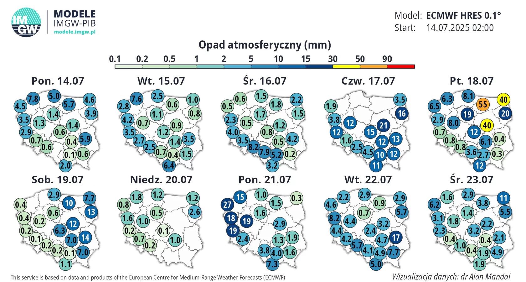 Kiedy i gdzie będzie padać?