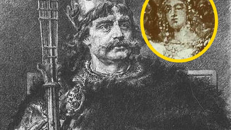 Bolesław I Chrobry i Bezprym. Wizerunek księcia pochodzi z obrazu Jana Matejki "Koronacja pierwszego króla Polski"