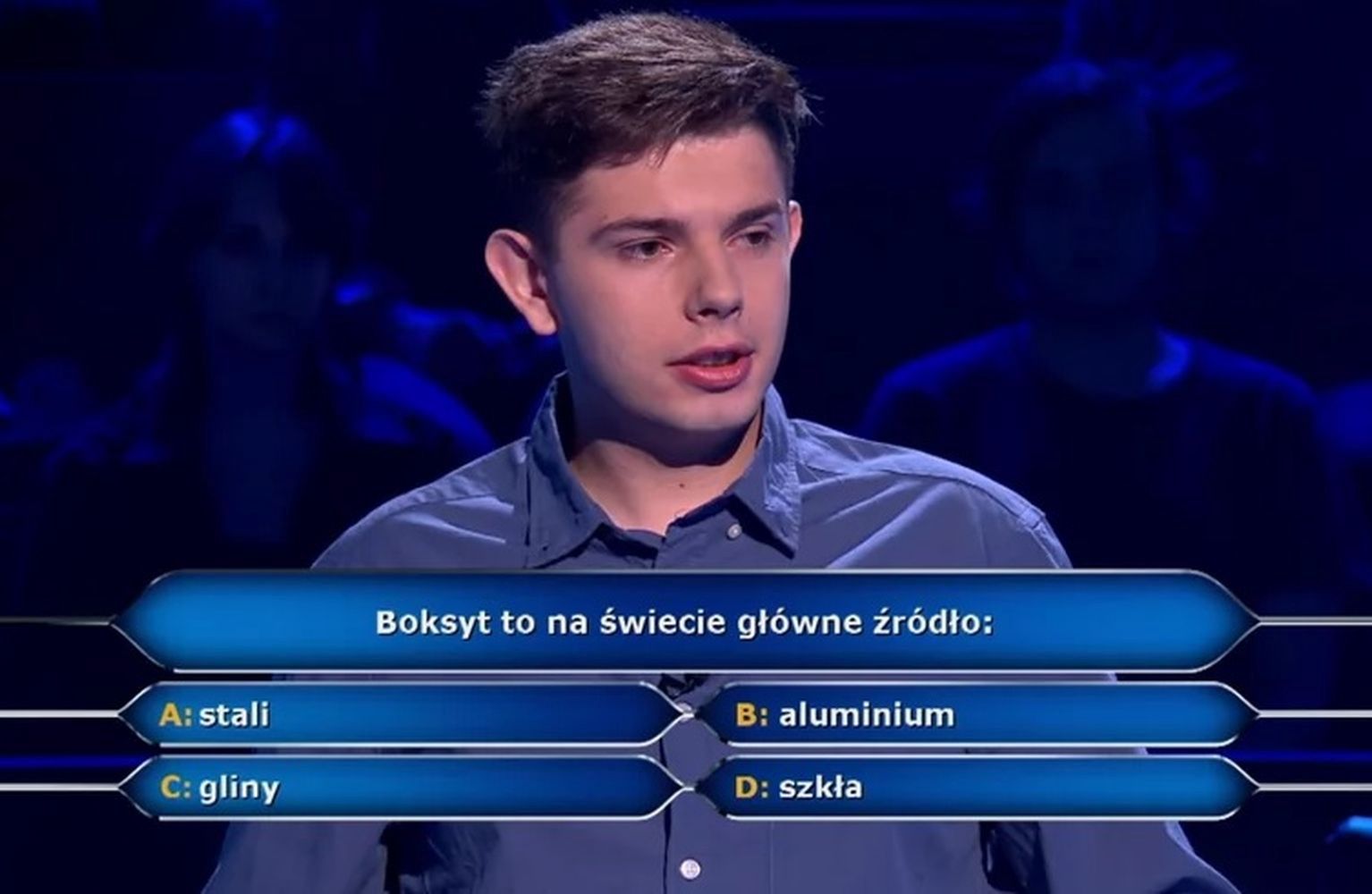 Uczestnik postanowił zrezygnować przy pytaniu o boksyt 