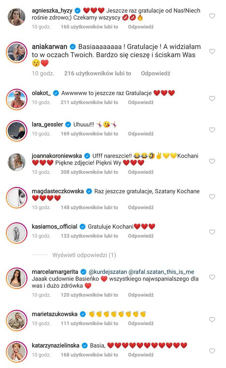 Komentarze pod postem Basi Kurdej-Szatan o ciąży