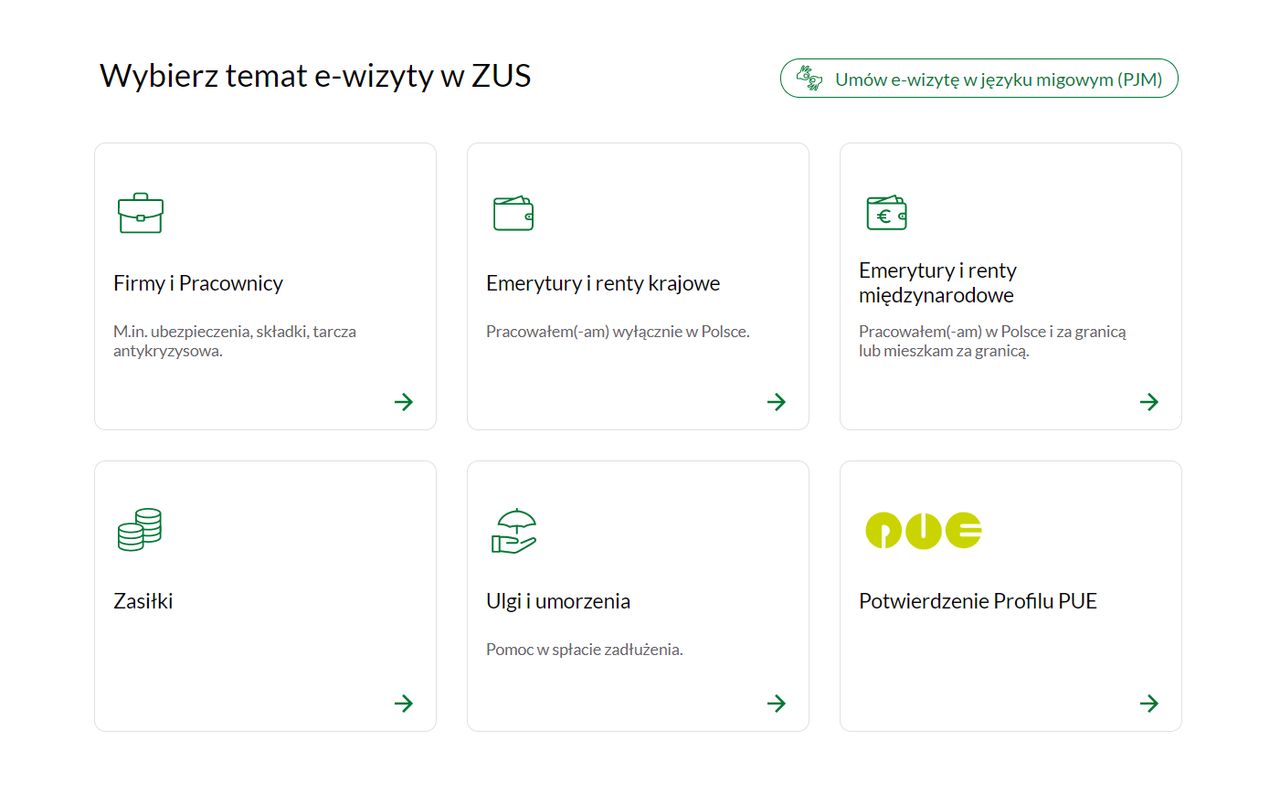 Formularz rejestracyjny na e-wizytę w ZUS