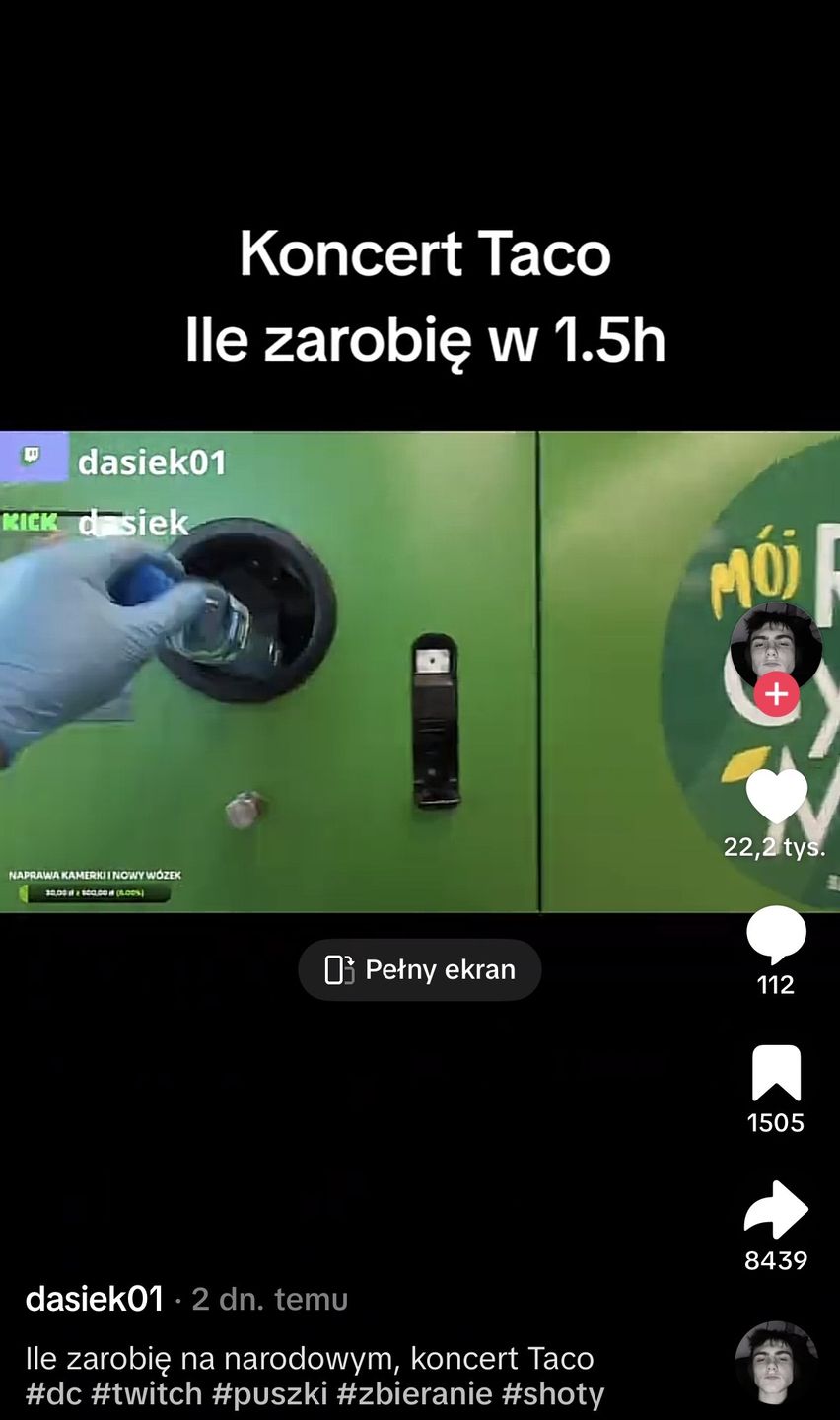 Streamer poszedł na koncert Taco i zbierał butelki