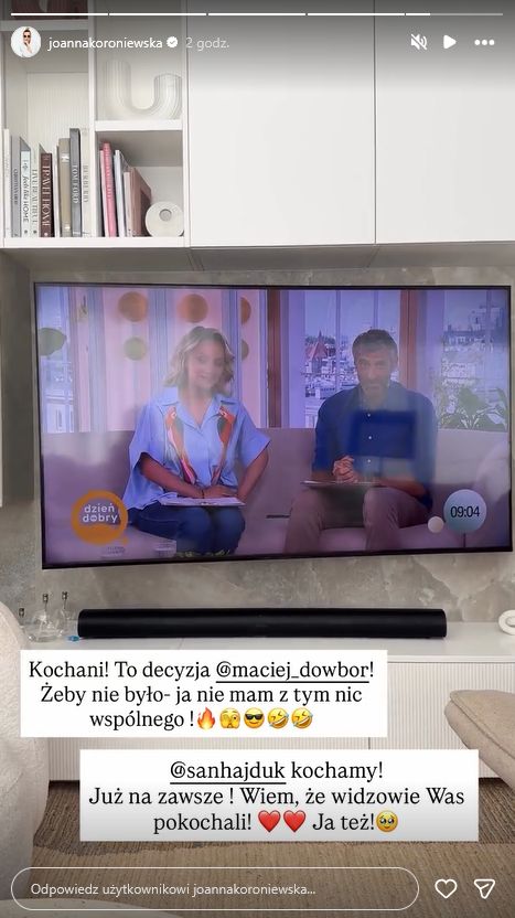 Joanna Koroniewska o odejściu Macieja Dowbora z "DDTVN"