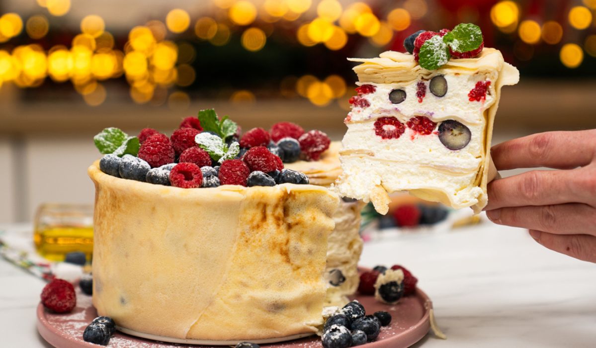 Discover the indulgence of pancake cake: A sweet treat with fruits and wondrous cream