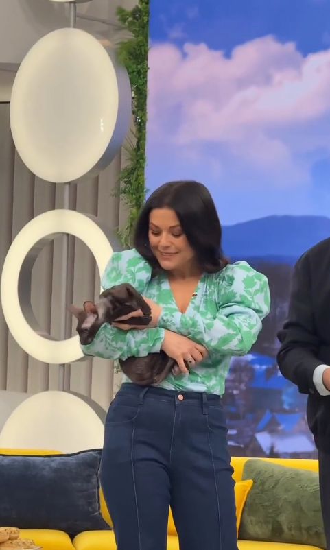 Katarzyna Cichopek próbuje ujarzmić kota