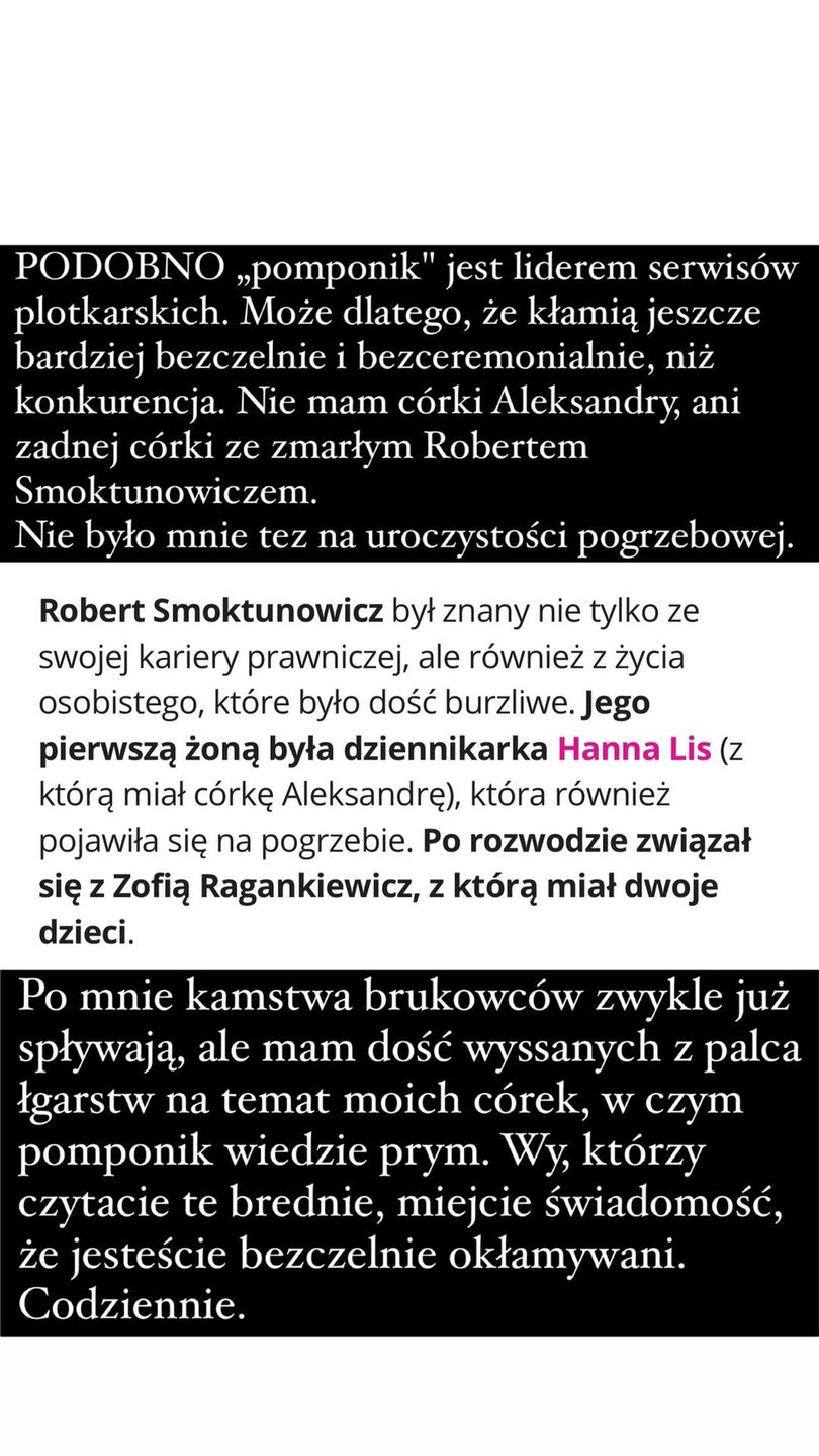 Hanna Lis o pogrzebie pierwszego męża