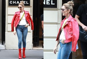 "Młodzieżowa" Celine Dion w czerwonych kozaczkach na zakupach w butiku Chanel (ZDJĘCIA)