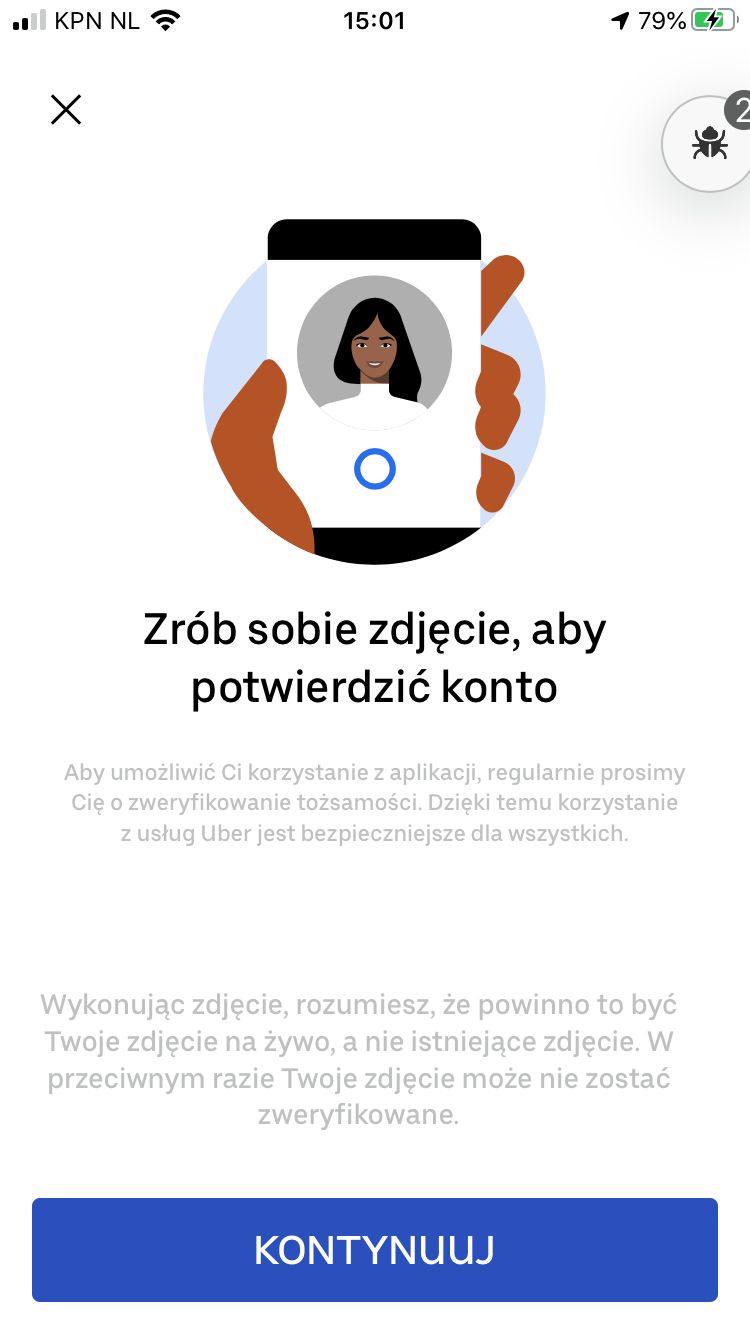 Aplikacja Ubera będzie prosić kierowcę o zrobienie sobie zdjęcia, fot. Uber.