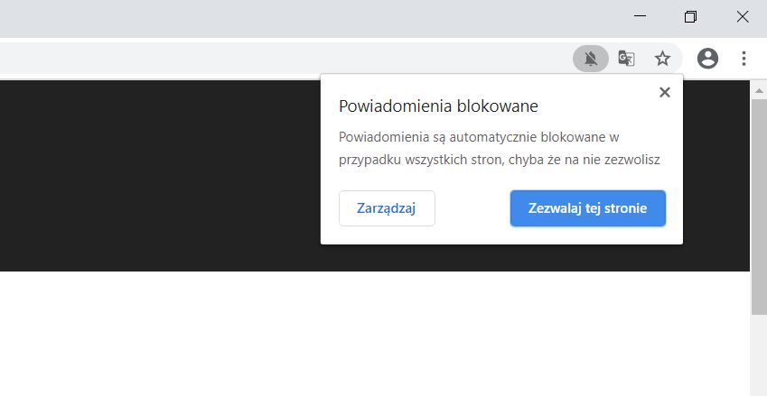 Po kliknięciu ikony na pasku adresu można przeczytać dodatkowe informacje.