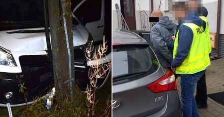 Policyjny pościg za pijanym 31-latkiem zakończony na słupie. W aucie przewoził młodą kobietę, którą miał zgwałcić