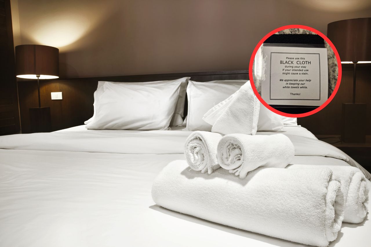 Znaleźli czarny ręcznik w hotelu. Załączony do niego liścik mówi wszystko