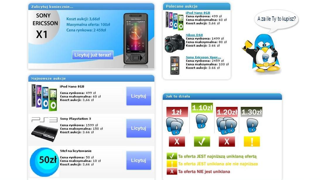 Aukcje z najniższymi cenami wygrywają 1