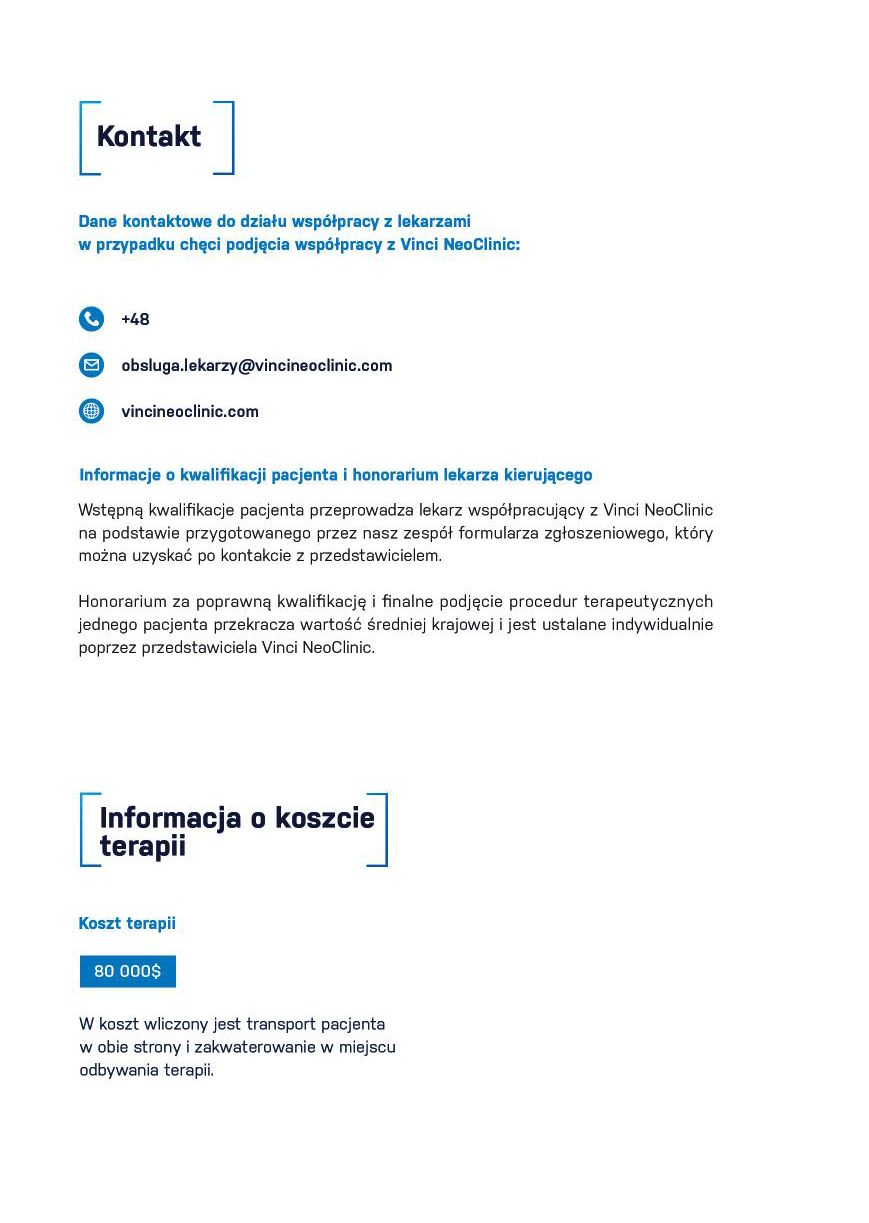 A tak wyglądała ulotka, którą firma Vinci NeoClinic chciała wysyłać do lekarzy