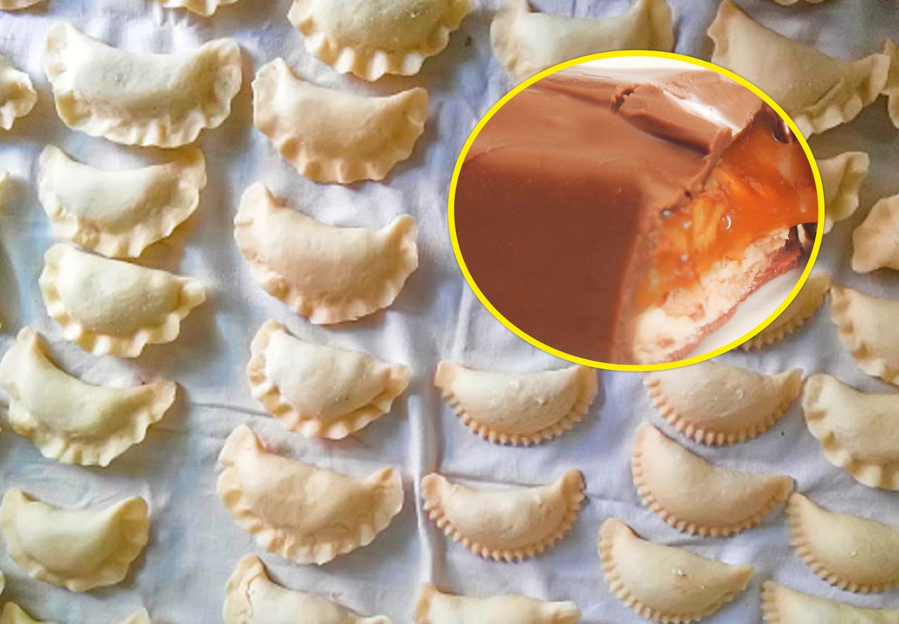 Dumplings with chocolate and candy bars.