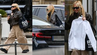 69-letnia Monika Olejnik w młodzieżowych fatałaszkach pędzi do krawca, po czym ładuje się do BMW za ponad 300 tys. zł (ZDJĘCIA)