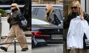 69-letnia Monika Olejnik w młodzieżowych fatałaszkach pędzi do krawca, po czym ładuje się do BMW za ponad 300 tys. zł (ZDJĘCIA)