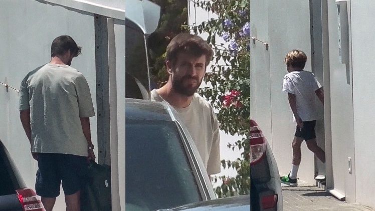 Gerard Pique czeka na synów przed barcelońskim domem