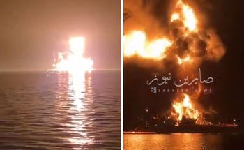 Kula ognia na morzu. Tankowiec stanął w ogniu. Są nagrania