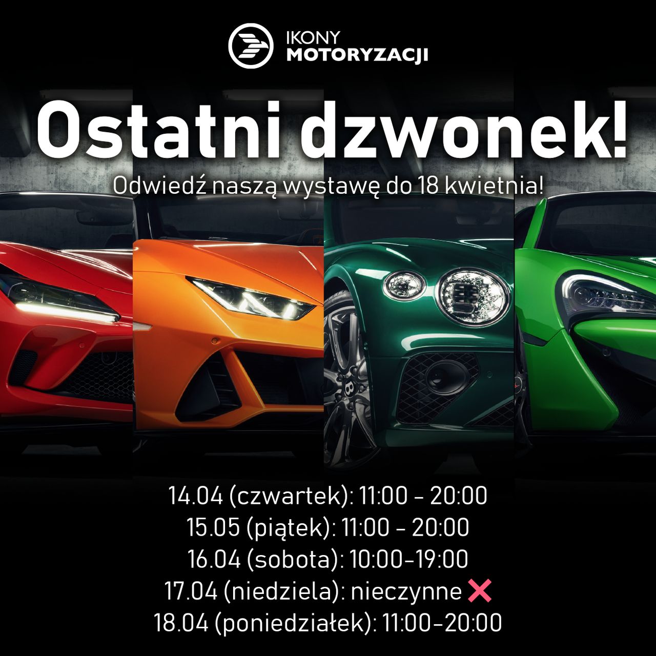 Ostatnie dni wystawy. 50 samochodów. 55 milionów. Jedyna taka moto-wystawa w Polsce.