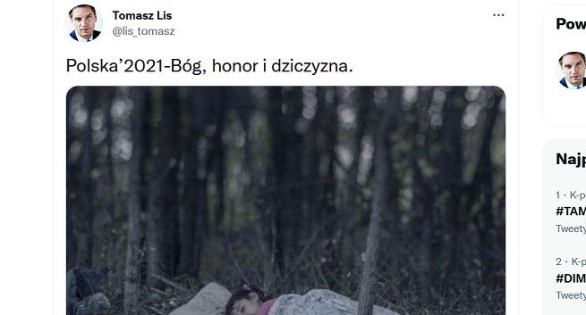 Tomasz Lis we wpisie o „Polsce 2021” dodał zdjęcie 5-letniej Syryjki zrobione 6 lat temu w Serbii
