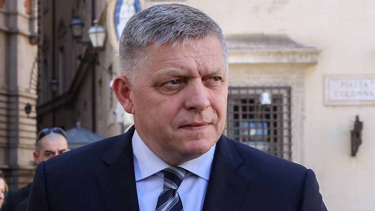 Robert Fico, Slovakia's prime minister, speaks to members of the media in Rome, Italy, on Tuesday, June 3, 2025. Fico has emerged as one of the EU's most vocal critics of sanctions against Russia, arguing they often harm Europe more. Photographer: Alessia Pierdomenico/Bloomberg via Getty Images