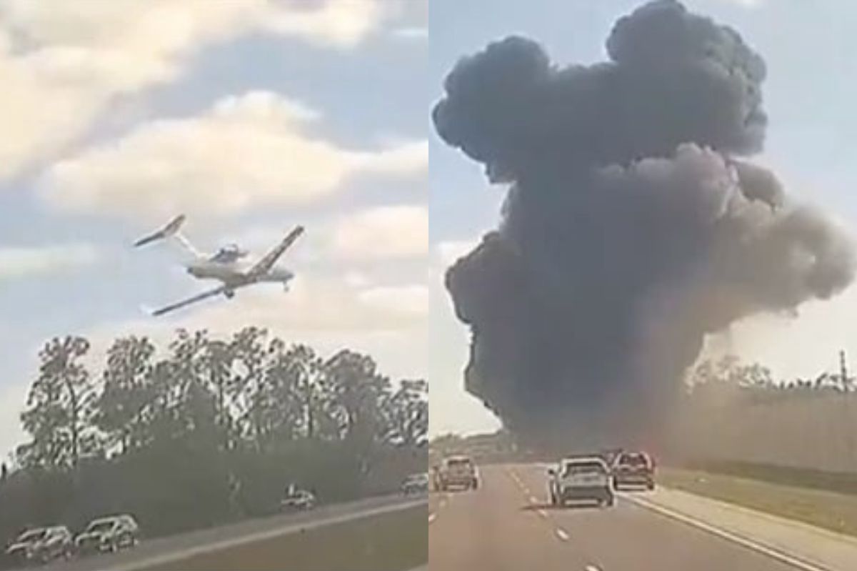 Florida highway tragedy: Two killed as private jet crashes, bursts into flames during failed emergency landing attempt