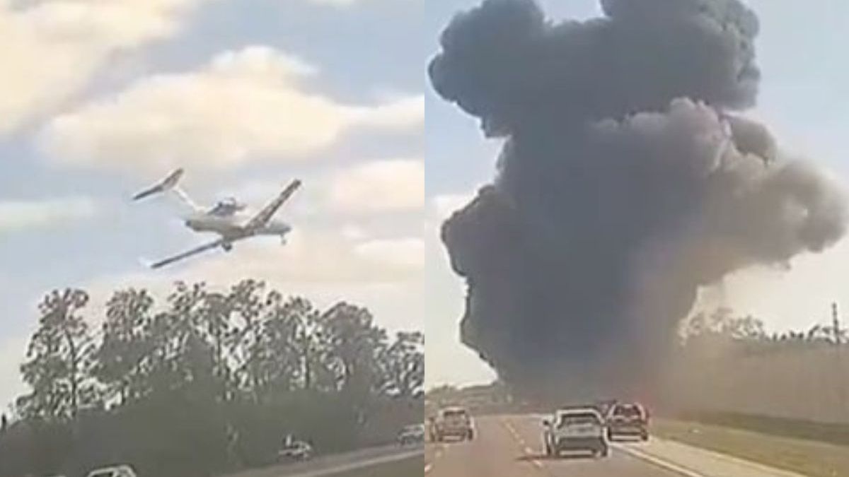 Odrzutowiec rozbił się na zatłoczonej autostradzie 