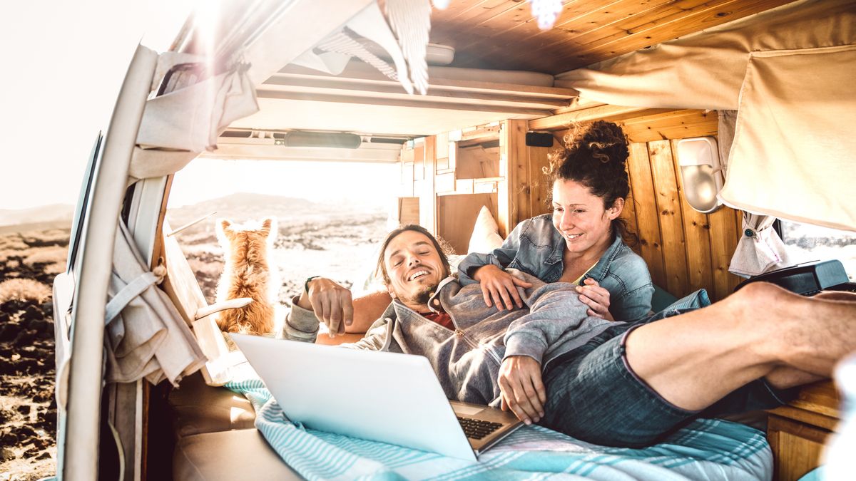 Digital nomad couple traveling together with dog on retro van transport - Freedom life style concept with indie people on minivan adventure sharing content using notebook - Warm backlight filter
AXXEL6_+_VIEW-APART
adventure, alternative, beach, blogger, camper, campervan, camping, car, caravan, computer, couple, digital, dog, family, friends, fun, happy, hippie, hipster, independent, influencer, internet, laptop, life, lifestyle, love, man, mini, minivan, motorhome, nomad, online, people, pet, road, roadtrip, roulotte, social media, summer, surf, technology, travel, trip, vacation, van, vanlife, vintage, wanderlust, woman, young