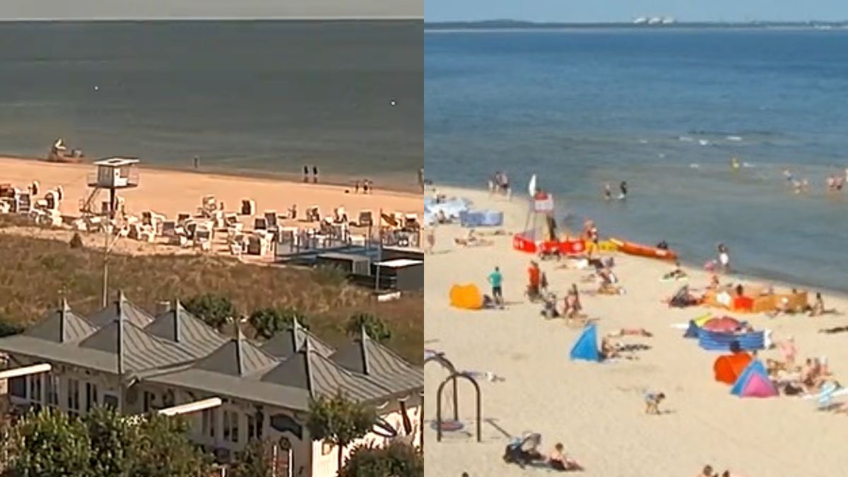 Plaże w Międzyzdrojach i Ahlbeck. Widać różnicę w zwyczajach