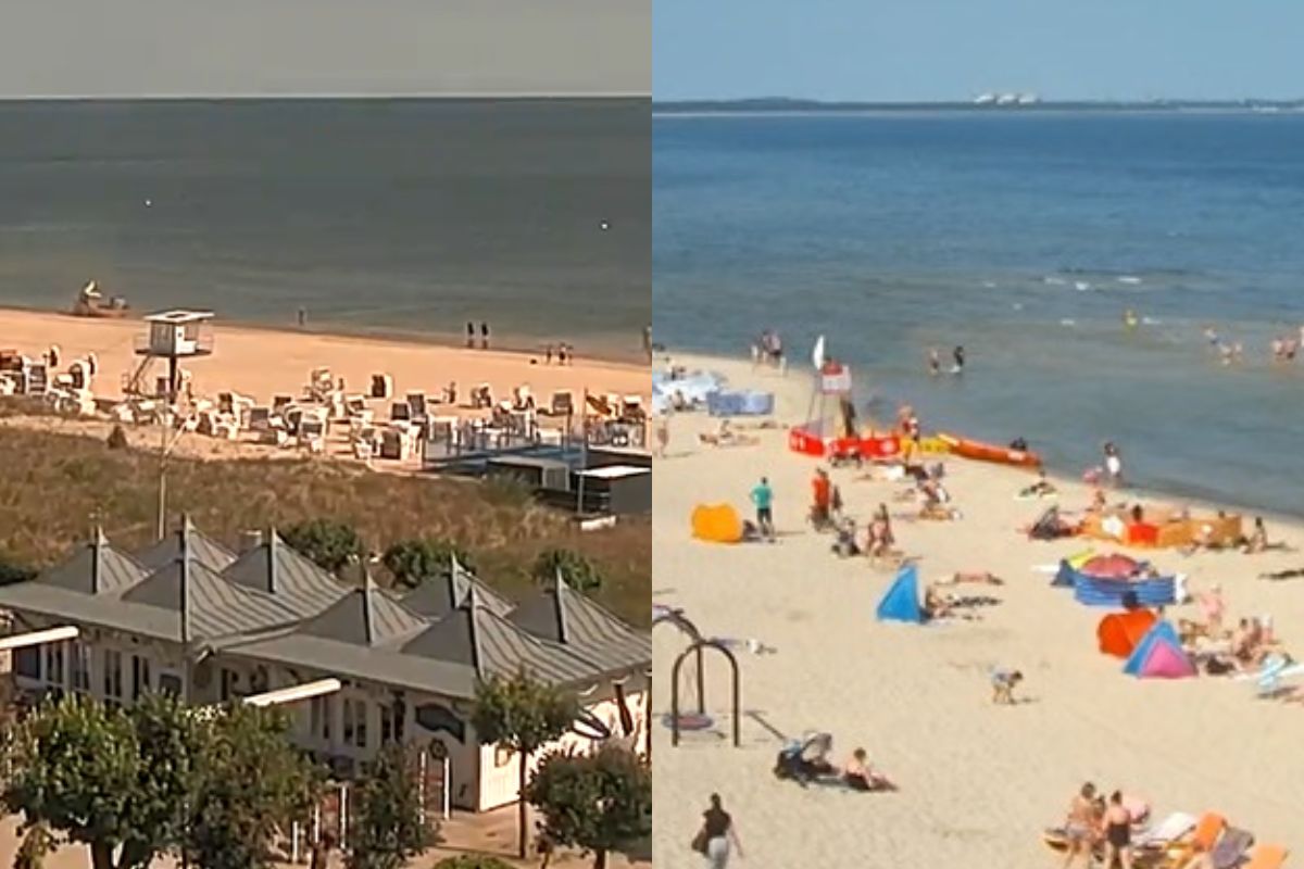 Plaże w Międzyzdrojach i Ahlbeck. Widać różnicę w zwyczajach