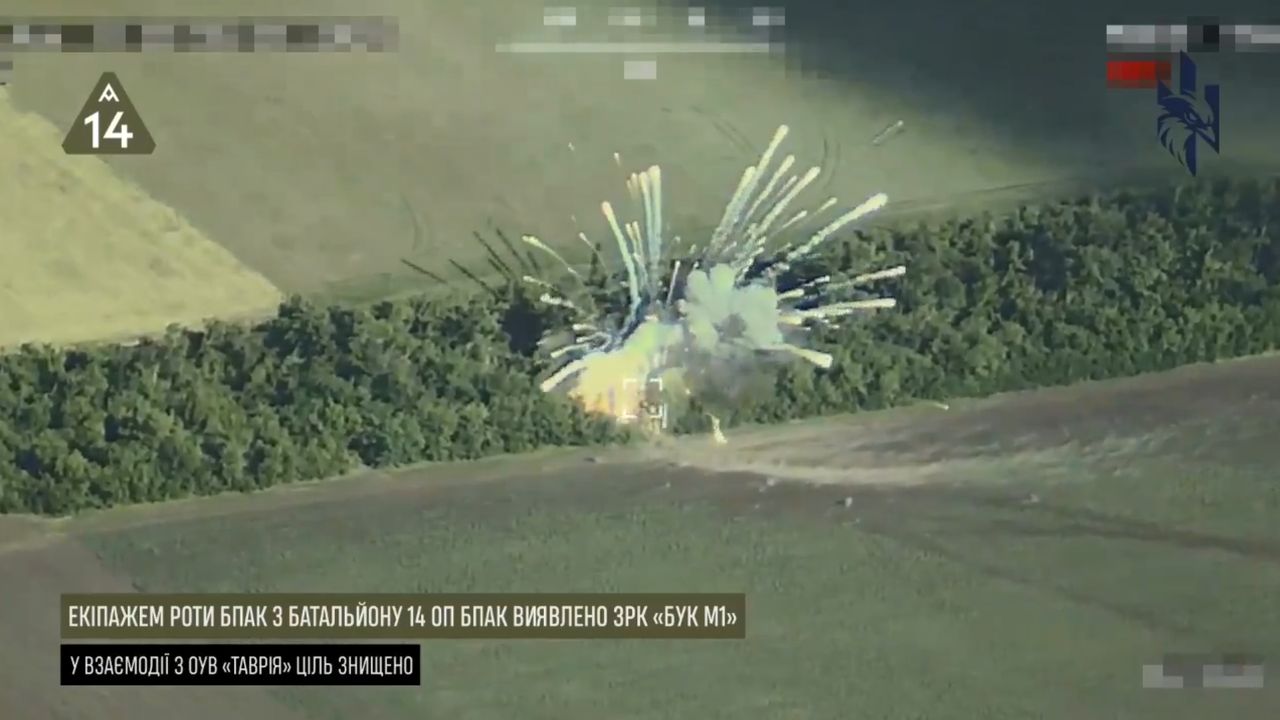 Buk-M1-2 system destroyed using an American M30A1 missile.