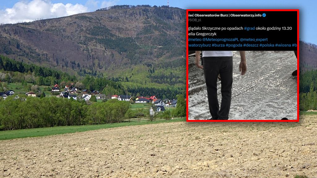 Szczyt Beskidu Śląskiego pokryty gradem