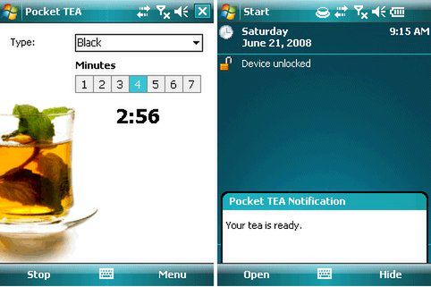 Windows Mobile pomaga zaparzyć herbatę