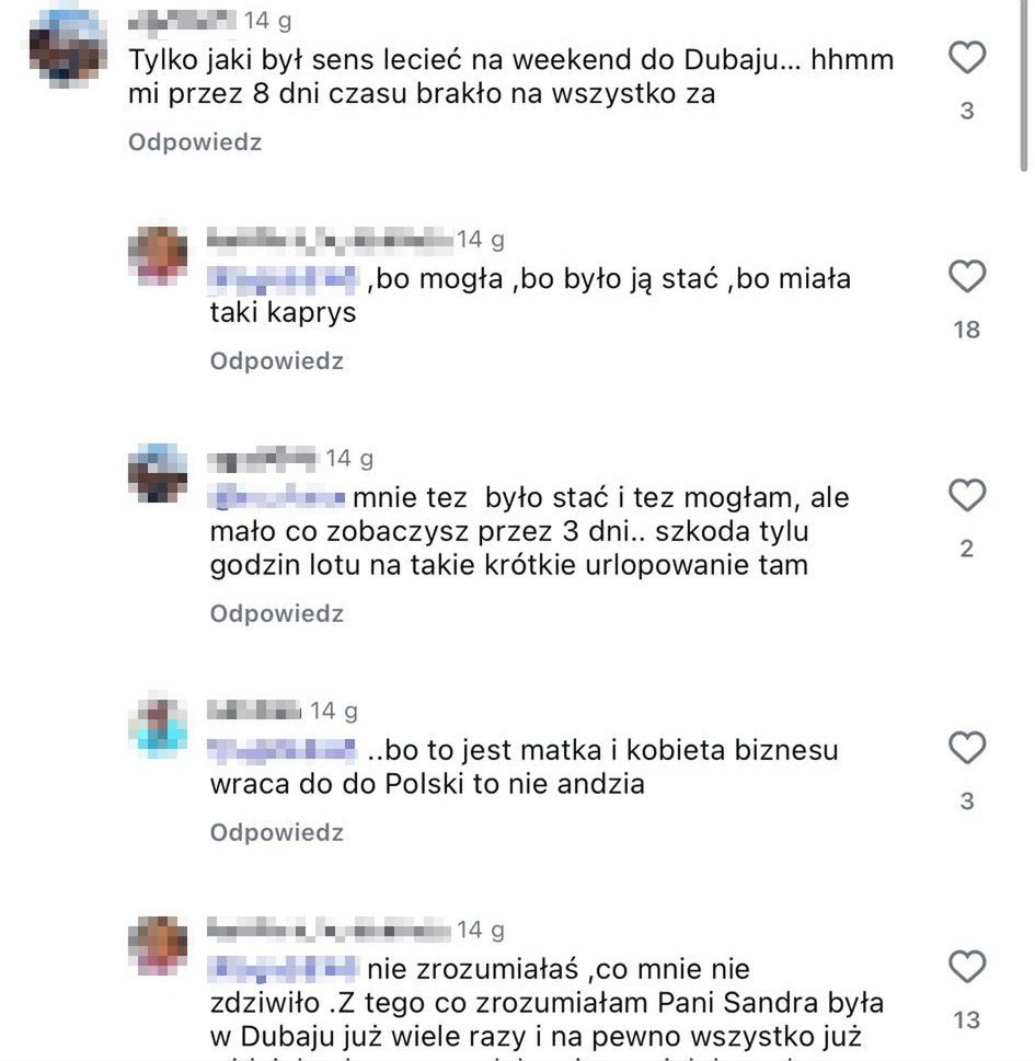 Dyskusja pod postem Sandry Kubickiej 