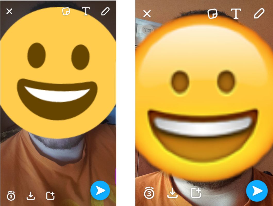 Snapchat na Androida (po lewej) i iOS (po prawej)