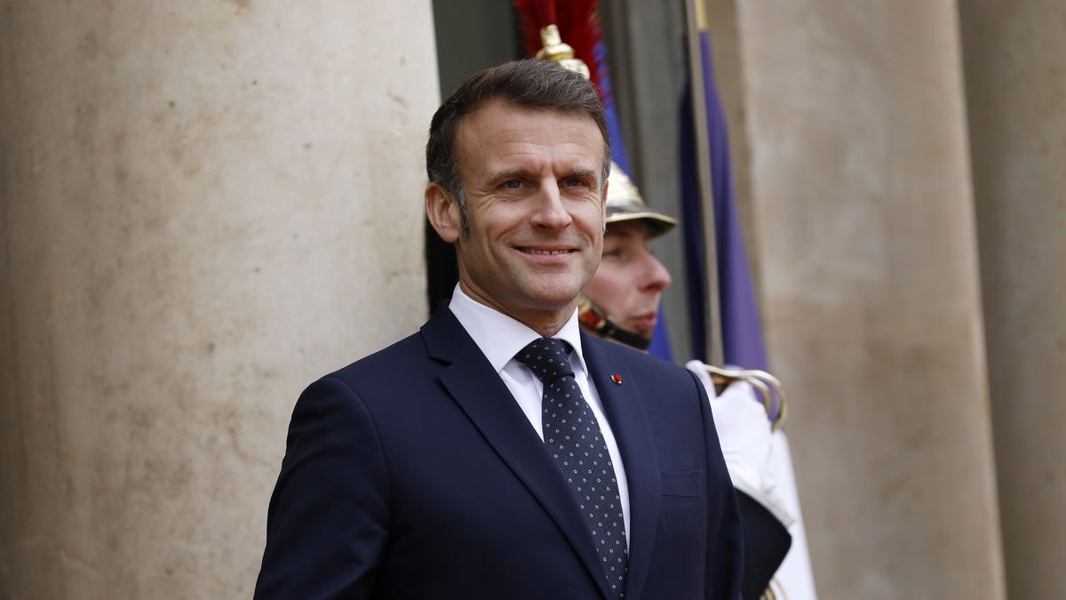 PARIS, FRANCE - MARCH 12: French President Emmanuel Macron presents to welcome Uzbek President Shavkat Mirziyoyev at Elysee Palace on March 12, 2025 in Paris, France. The visit aims to strengthen Uzbek-French relations through high-level talks and meetings with French officials and business leaders. (Photo by Antoine Gyori - Corbis/Corbis via Getty Images)