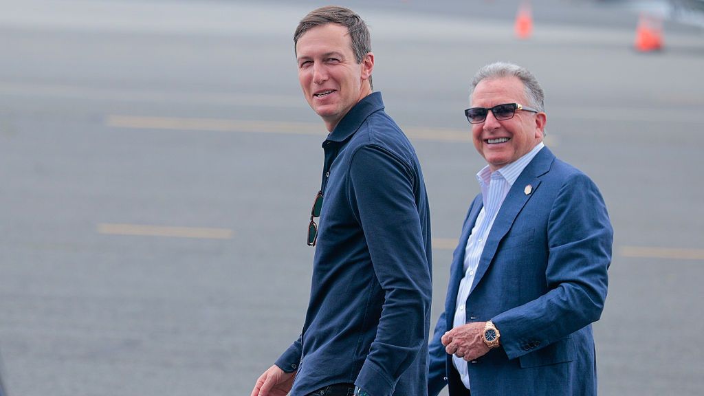 President And Mrs Trump Watch FIFA Club World Cup Final
TETERBORO, NEW JERSEY - JULY 13:  Businessman and former Senior Advisor to the President Doanld Trump Jared Kushner (L) and U.S. Special Envoy to the Middle East Steve Witkoff chat on the tarmac on before First lady Melania Trump and U.S. President Donald Trump on July 13, 2025 in Teterboro, New Jersey, They will join FIFA President Gianni Infantino and other guests while watching the final match of the FIFA Club World Cup at MetLife Stadium. This is the first time in the history of the FIFA CWC that the United States has hosted the competition, one year before the U.S., Mexico, and Canada are scheduled to host the World Cup in 2026. (Photo by Chip Somodevilla/Getty Images)
Chip Somodevilla