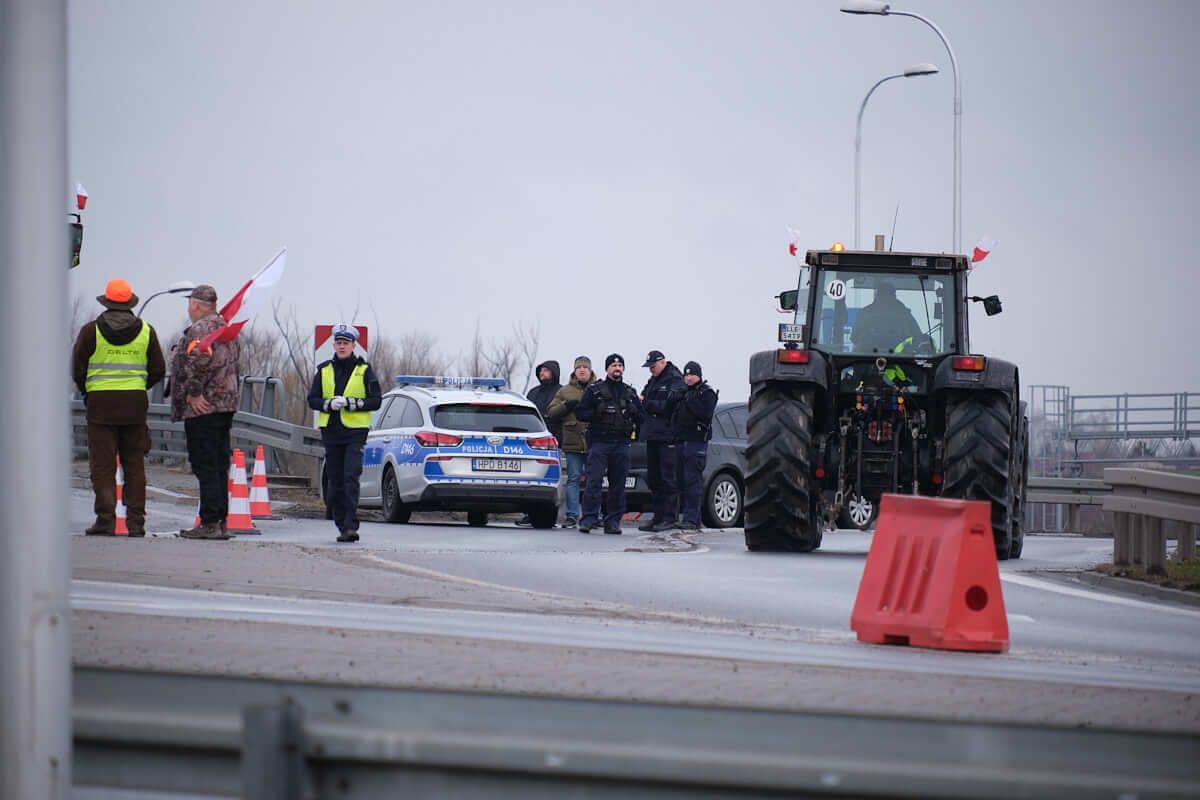 Protest rolników na obwodnicy Lublina - węzeł Lublin Tatary