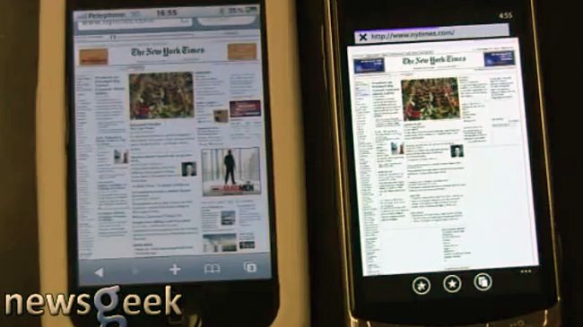 Wojna przeglądarek: Windows Phone 7 przeciw iPhone 3GS [wideo] 1