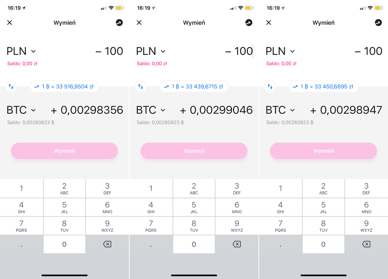 Tak kurs bitcoina zmieniał się w ciągu kilku sekund