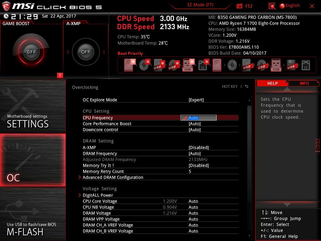 MSI B350 Gaming Pro Carbon - Click BIOS 5