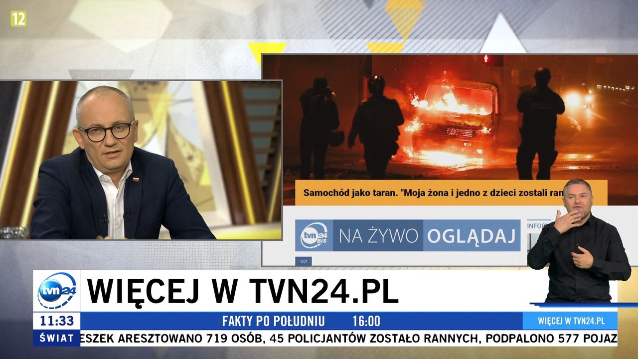 Tak Błażej Poboży zareagował, gdy pokazano mu, jak wygląda strona TVN24