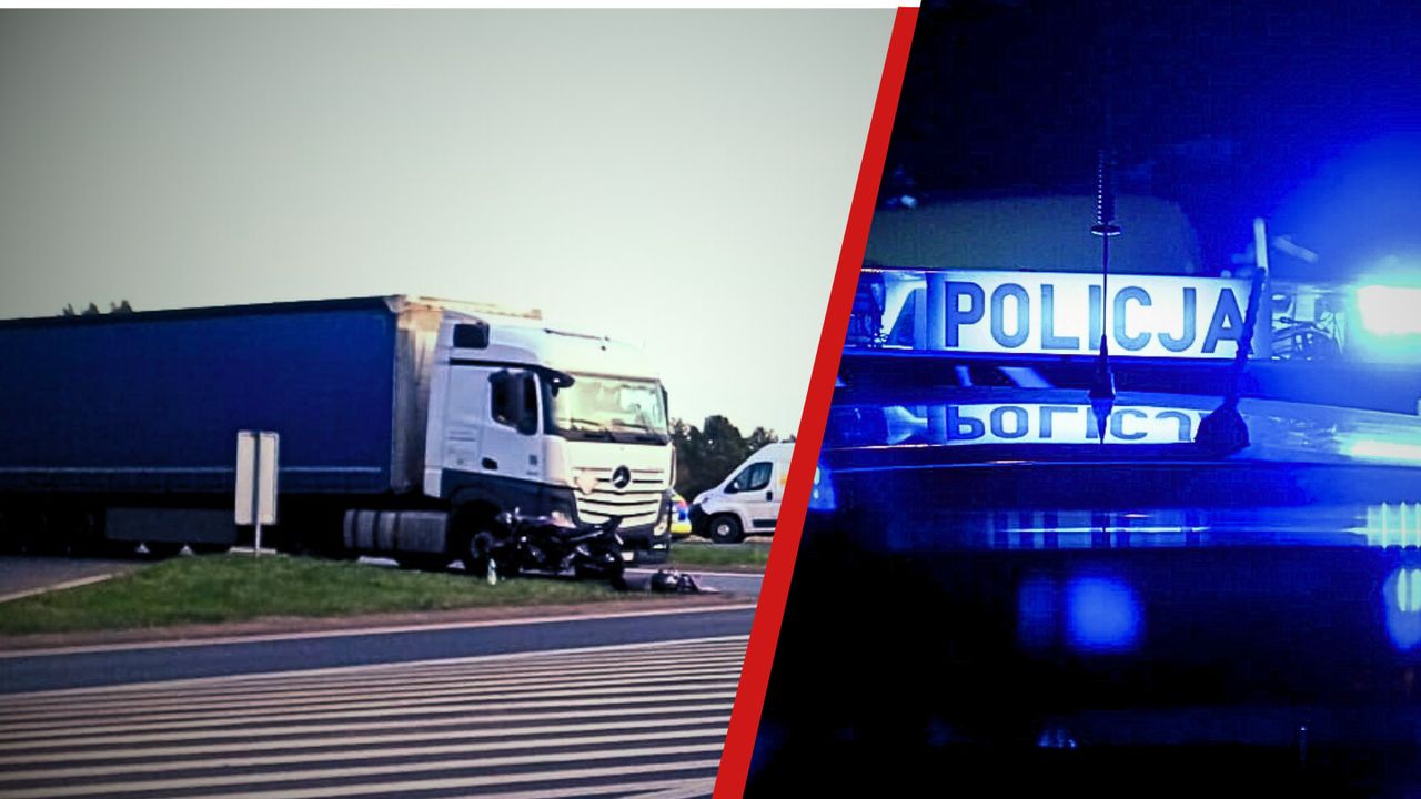 Wypadek na DK11: Motocyklista trafił do szpitala po zderzeniu z ciężarówką