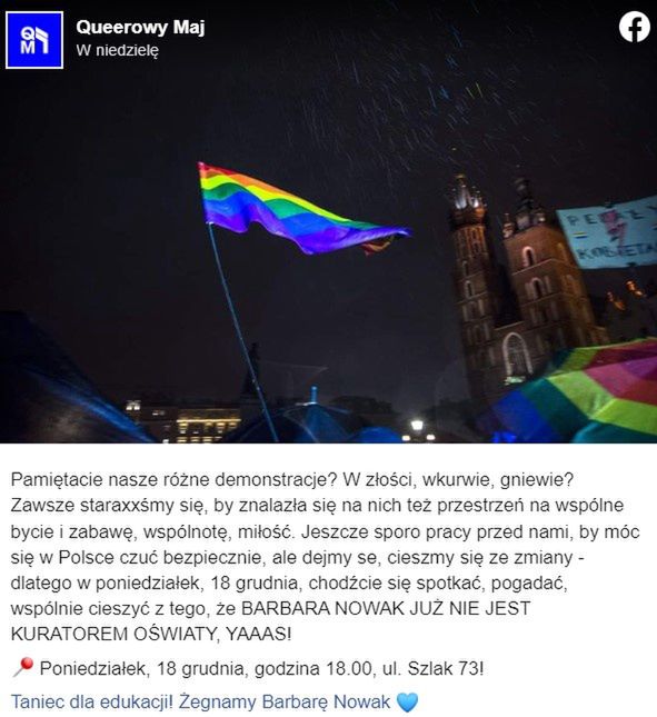 Queerowy Maj świętował odwołanie Barbary Nowak