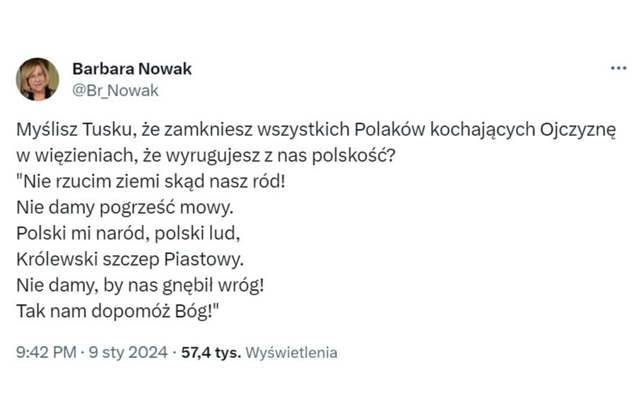 Barbara Nowak o zatrzymaniu byłych posłów
