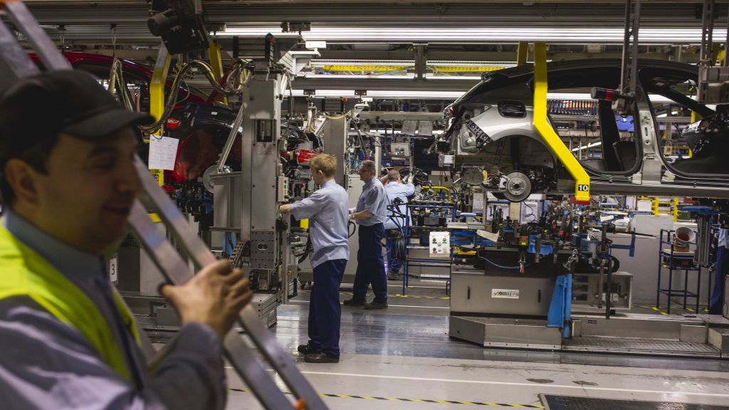 Opel Automobile Manufacture In Poland
Workers assemble Opel Astra automobiles on the production line at the Opel automobile plant in Gliwice, Poland, on Monday, March 6, 2017. The maker of Peugeot and Citroen cars will pay 1.8 billion euros ($1.9 billion) for GMs Opel unit and its U.K. sister brand Vauxhall, as the French manufacturer bolsters its defenses in a peaking market thats being transformed by technology, new competitors and Brexit. Photographer: Bartek Sadowski/Bloomberg via Getty Images
Bloomberg
Industrial, Automotive, Automobiles, Manufacture, Industry, Fabrication, Cars, Manufacturing