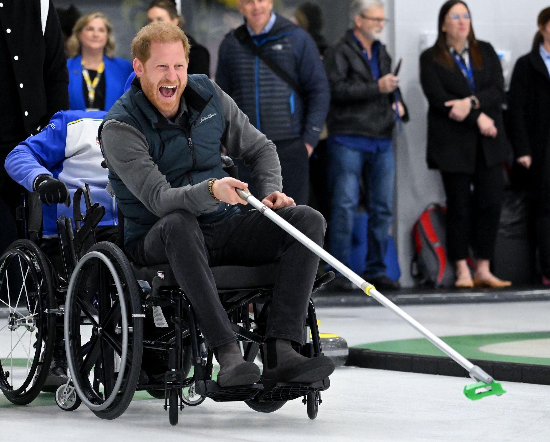VANCOUVER, CANADA - FEBRUARY 16: Prince Harry, Duke of Sussex attends the Invictus Games One Year To Go Winter Training Camp at Hillcrest Community Centre on February 16, 2024 in Vancouver, Canada. (Photo by Karwai Tang/WireImage)