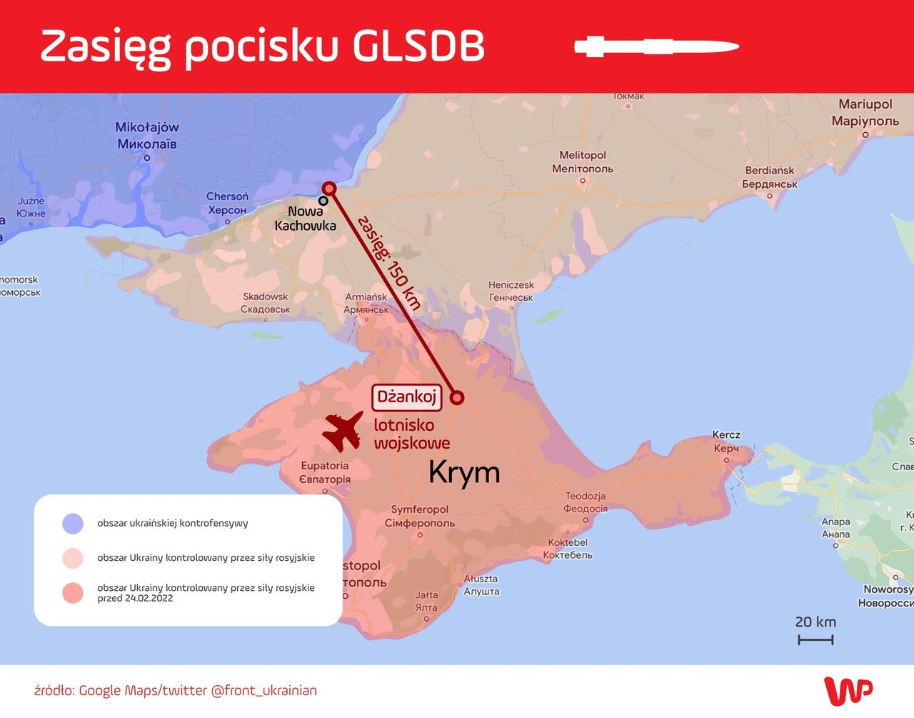 Pociski rakietowe GLSDB o zasięgu 150 km z łatwością uderzyłyby w lotnisko wojskowe na Krymie