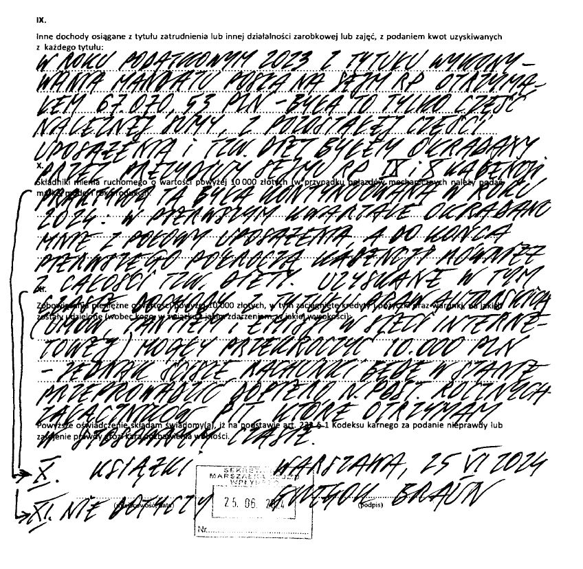 Fragment oświadczenia majątkowego Grzegorza Brauna