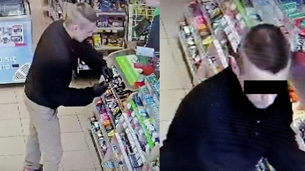 Na nagraniu z monitoringu widać, jak sprawca wylewa płyn